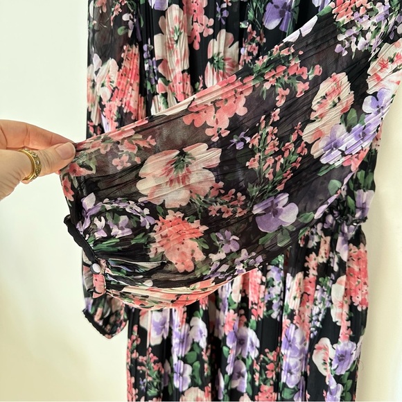 Massimo Dutti Long Sleeve Floral Pleated Dress Multicolor Size EU 36 US 4 - Picture 3 of 7